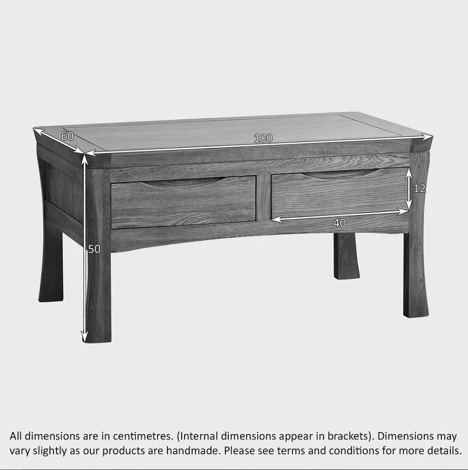 Renwick Rustic Solid Oak 4 Drawer Storage Coffee Table - Image 6