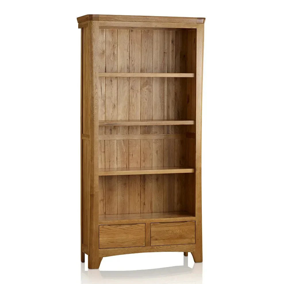 Renwick Rustic Solid Oak Bookcase Cabinet - Image 3