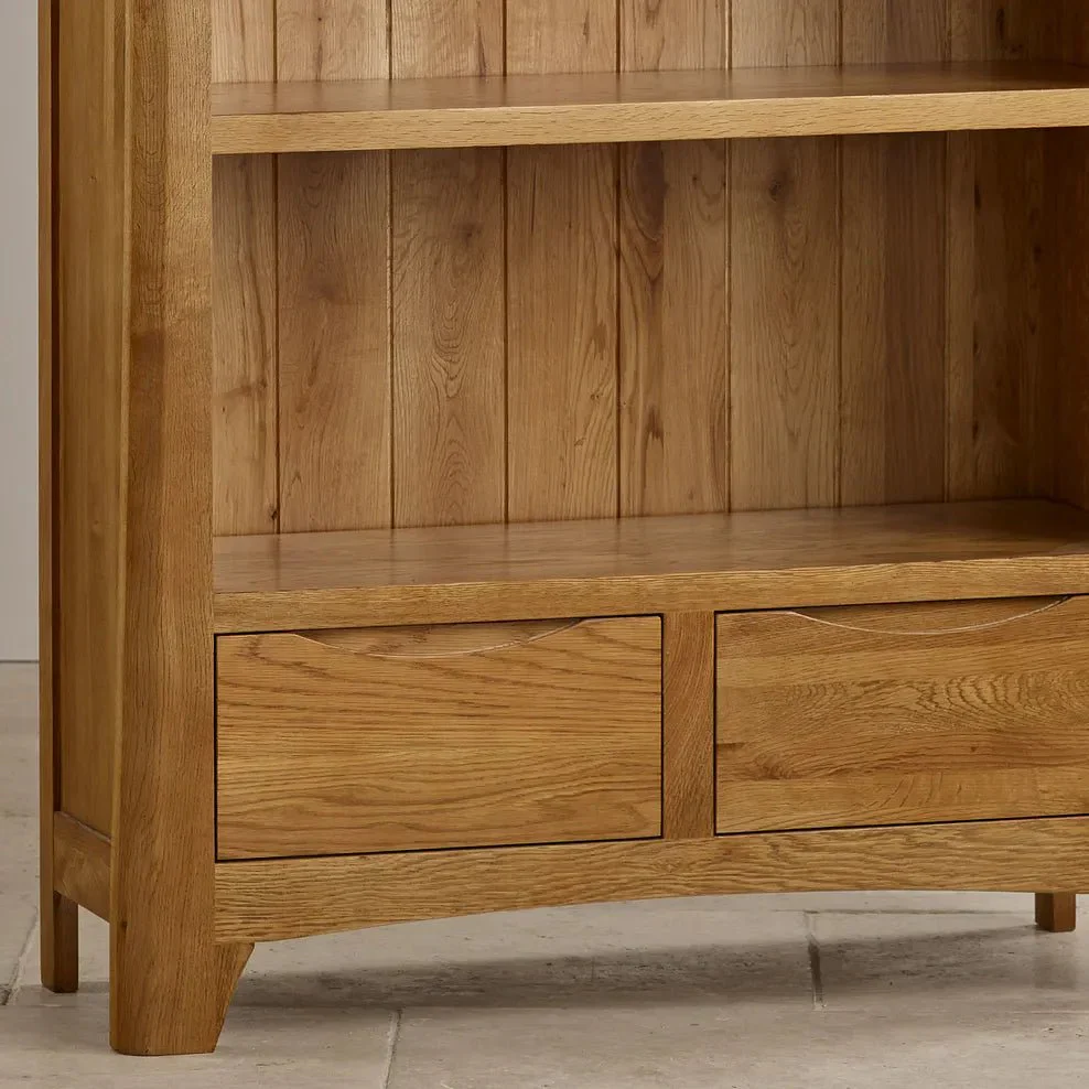 Renwick Rustic Solid Oak Bookcase Cabinet - Image 4