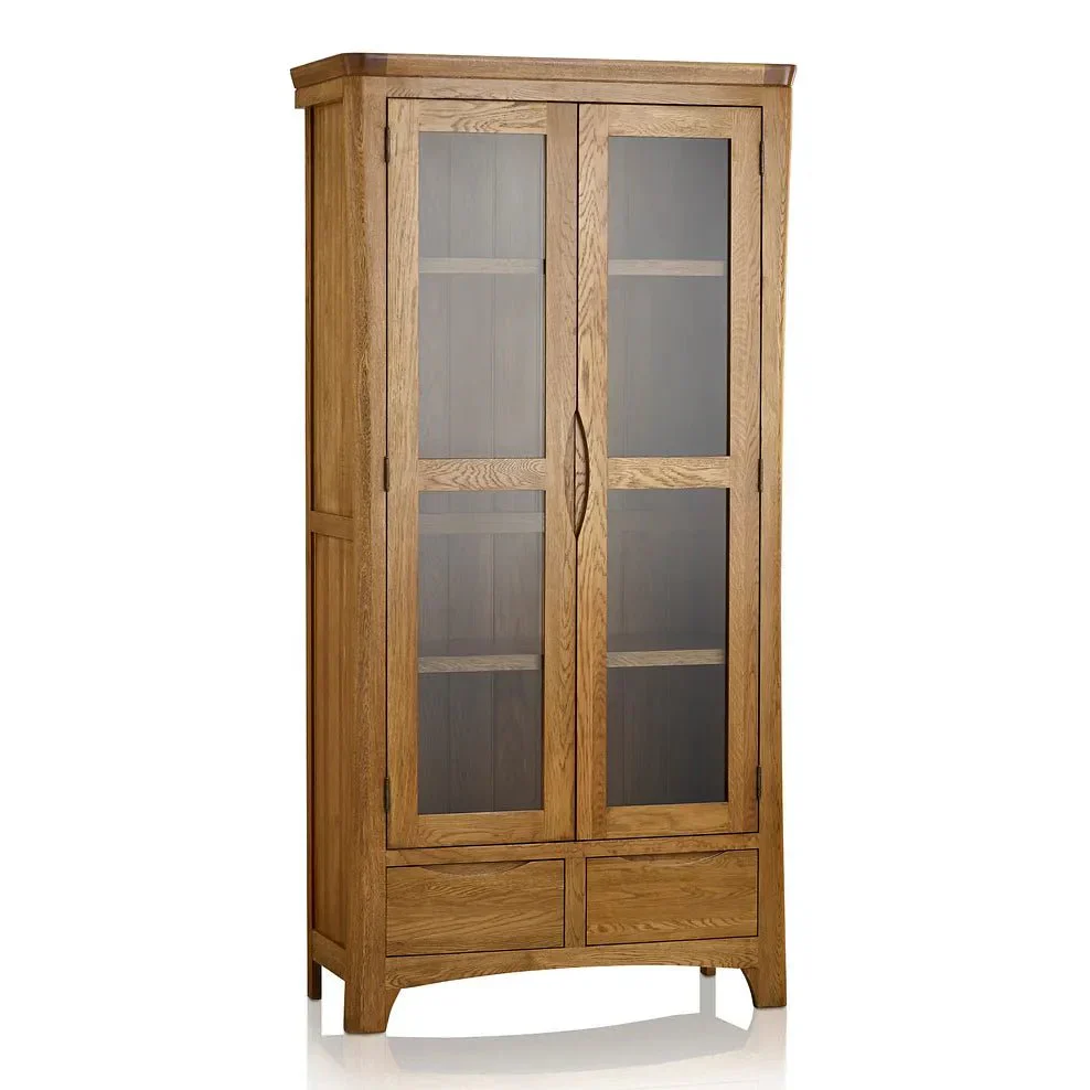 Renwick Rustic Solid Oak Glazed Display/Bookcase Cabinet - Image 3