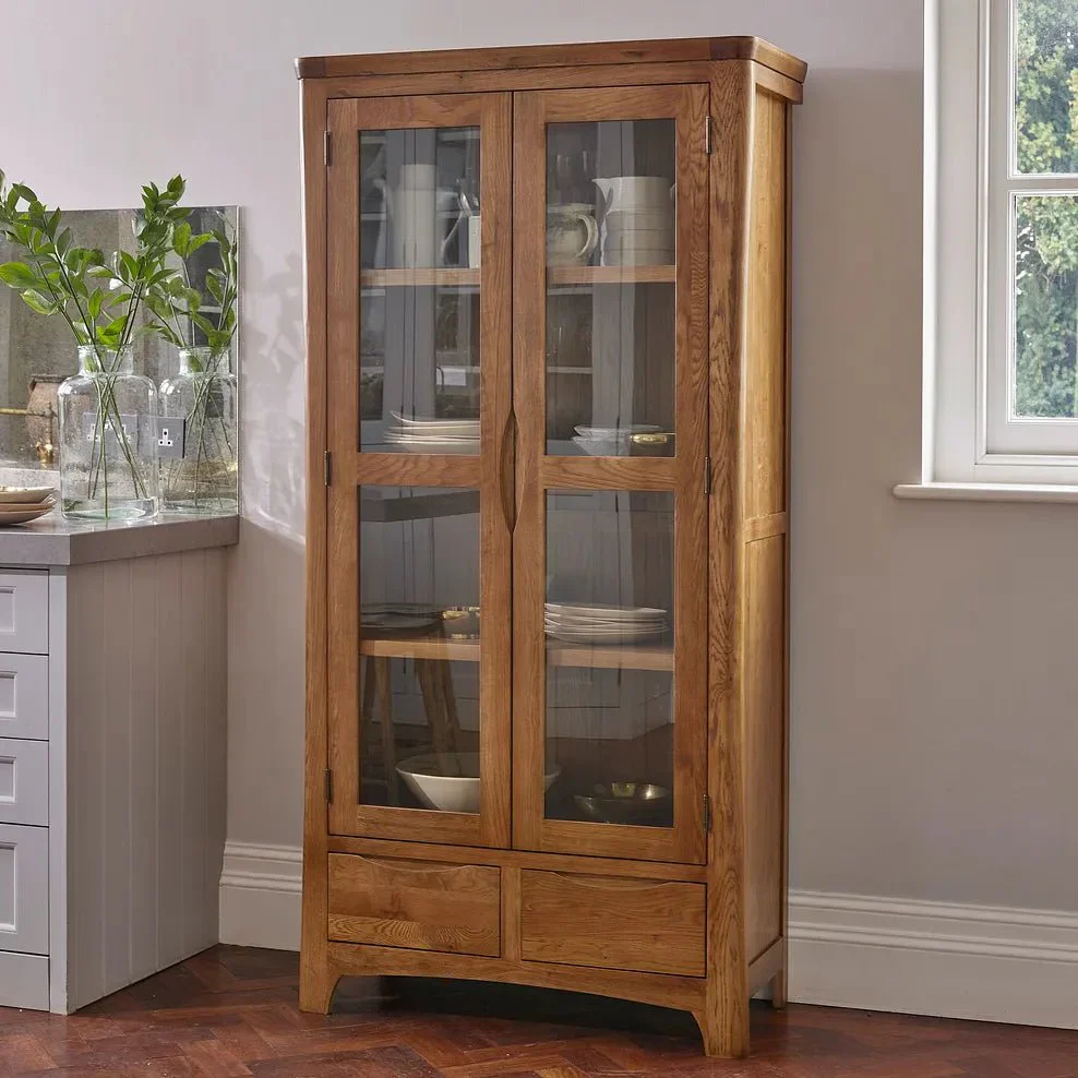 Renwick Rustic Solid Oak Glazed Display/Bookcase Cabinet - Image 4