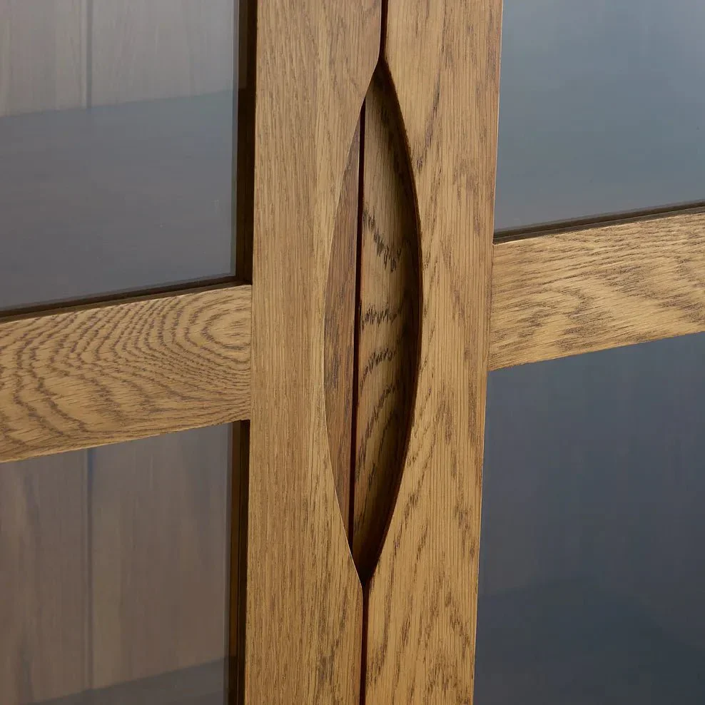 Renwick Rustic Solid Oak Glazed Display/Bookcase Cabinet - Image 5
