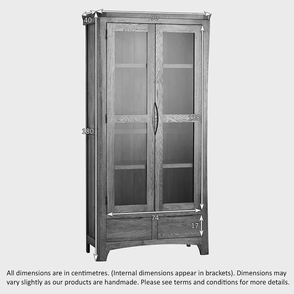 Renwick Rustic Solid Oak Glazed Display/Bookcase Cabinet - Image 6