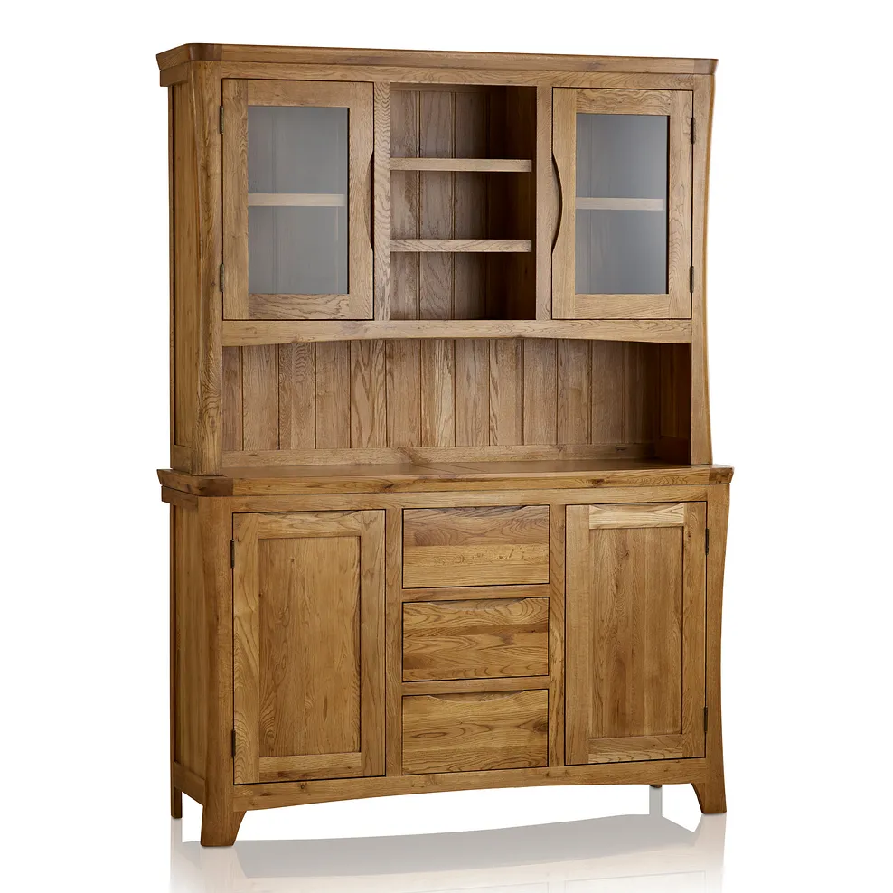 Renwick Rustic Solid Oak Large Sideboard with Hutch Dresser - Image 3