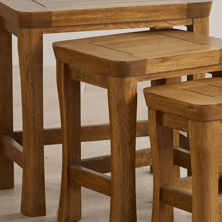 Renwick Rustic Solid Oak Nest of Tables - Image 2