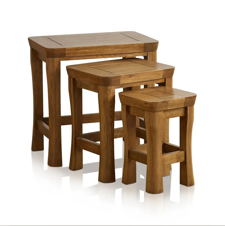 Renwick Rustic Solid Oak Nest of Tables - Image 3