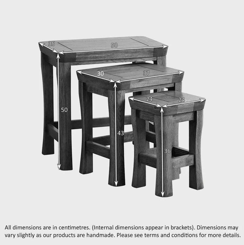 Renwick Rustic Solid Oak Nest of Tables - Image 4