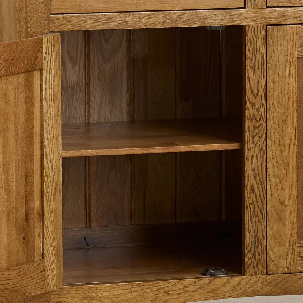 Renwick Rustic Solid Oak Small Sideboard with Hutch Dresser - Image 4
