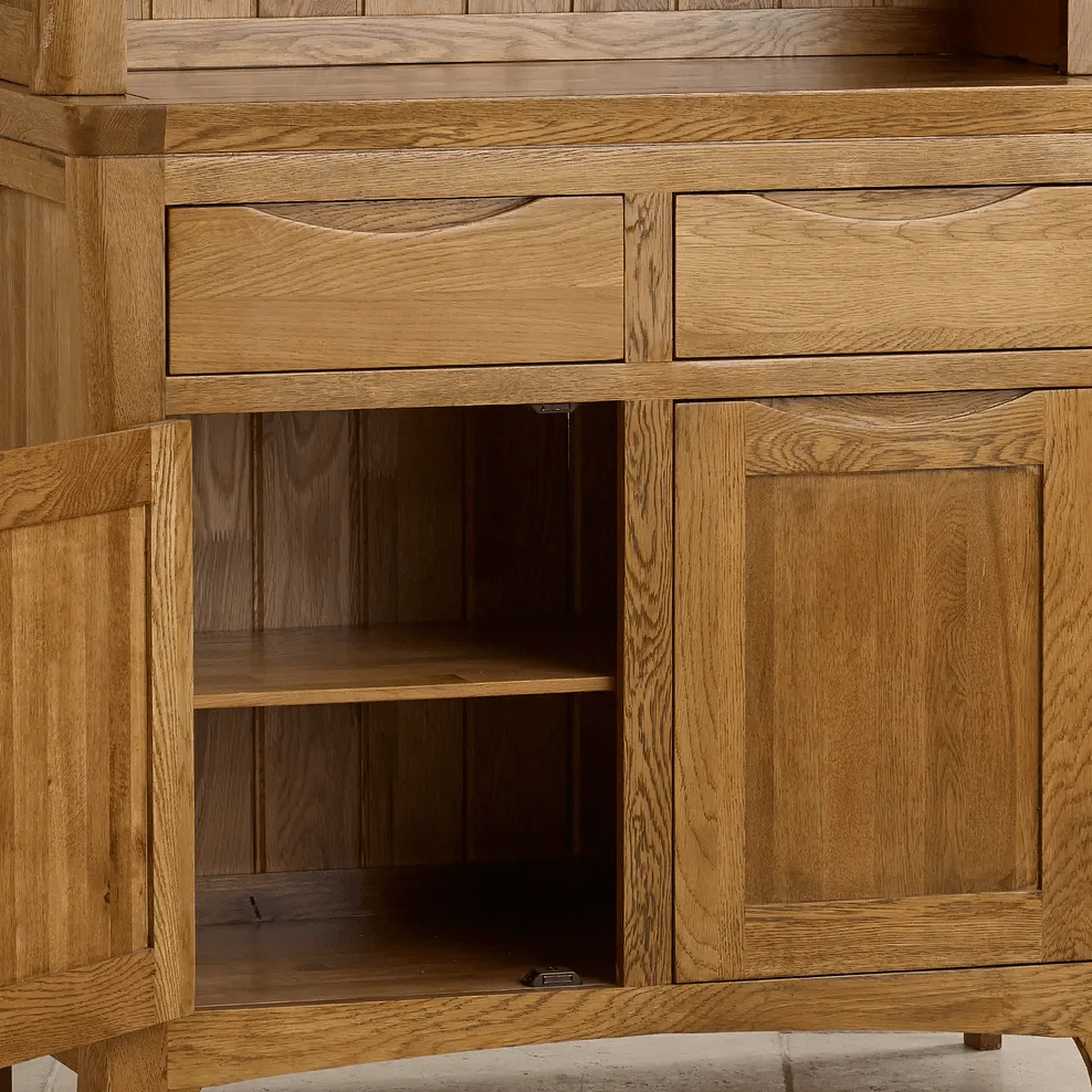 Renwick Rustic Solid Oak Small Sideboard with Hutch Dresser - Image 5