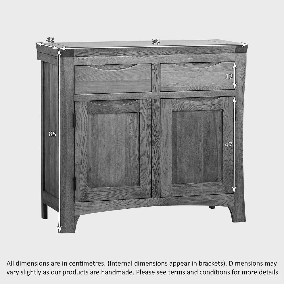 Renwick Rustic Solid Oak Small Sideboard with Hutch Dresser - Image 6
