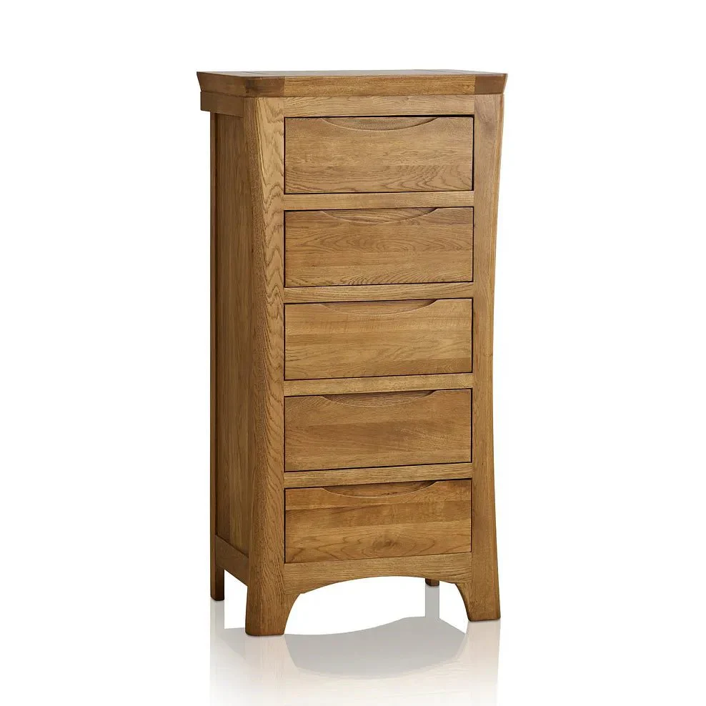 Renwick Rustic Solid Oak Tall 5 Drawers Chest - Image 3