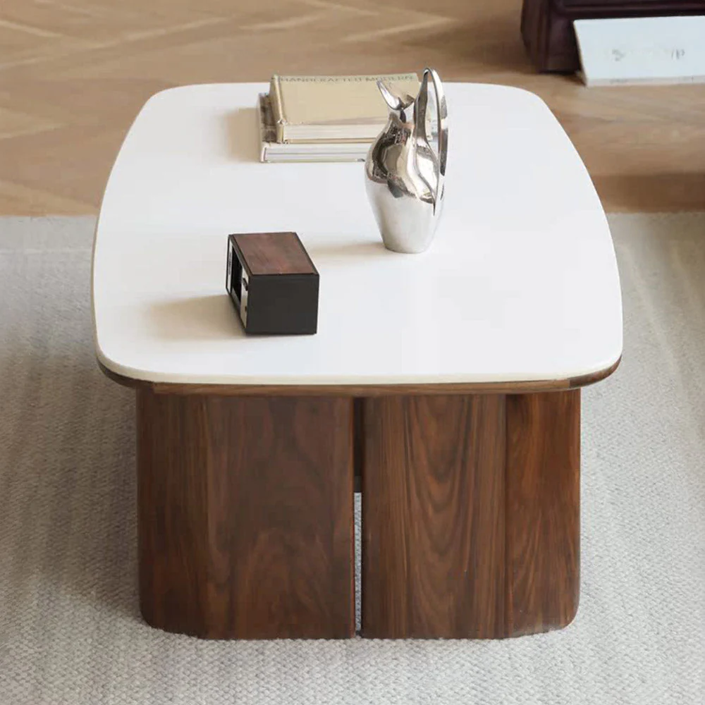 Riano Natural Solid Walnut Coffee Table with Ceramic Top - Image 3