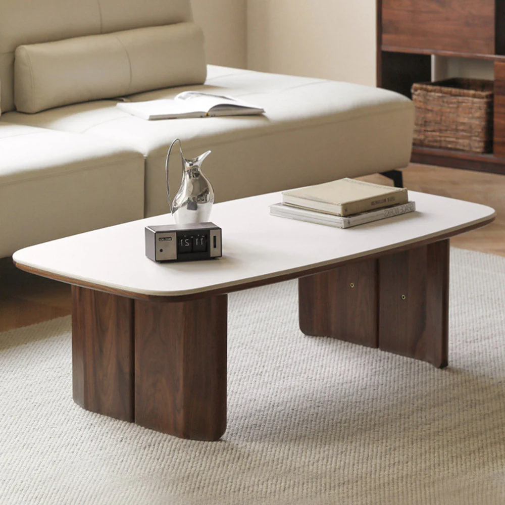 Riano Natural Solid Walnut Coffee Table with Ceramic Top - Image 7