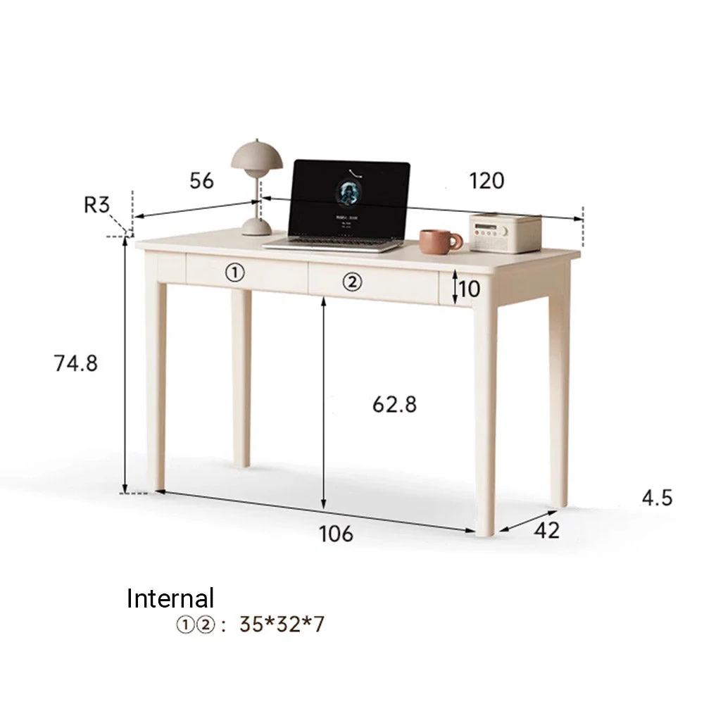 Roascio Solid Rubber Wood Office Desk - Image 13