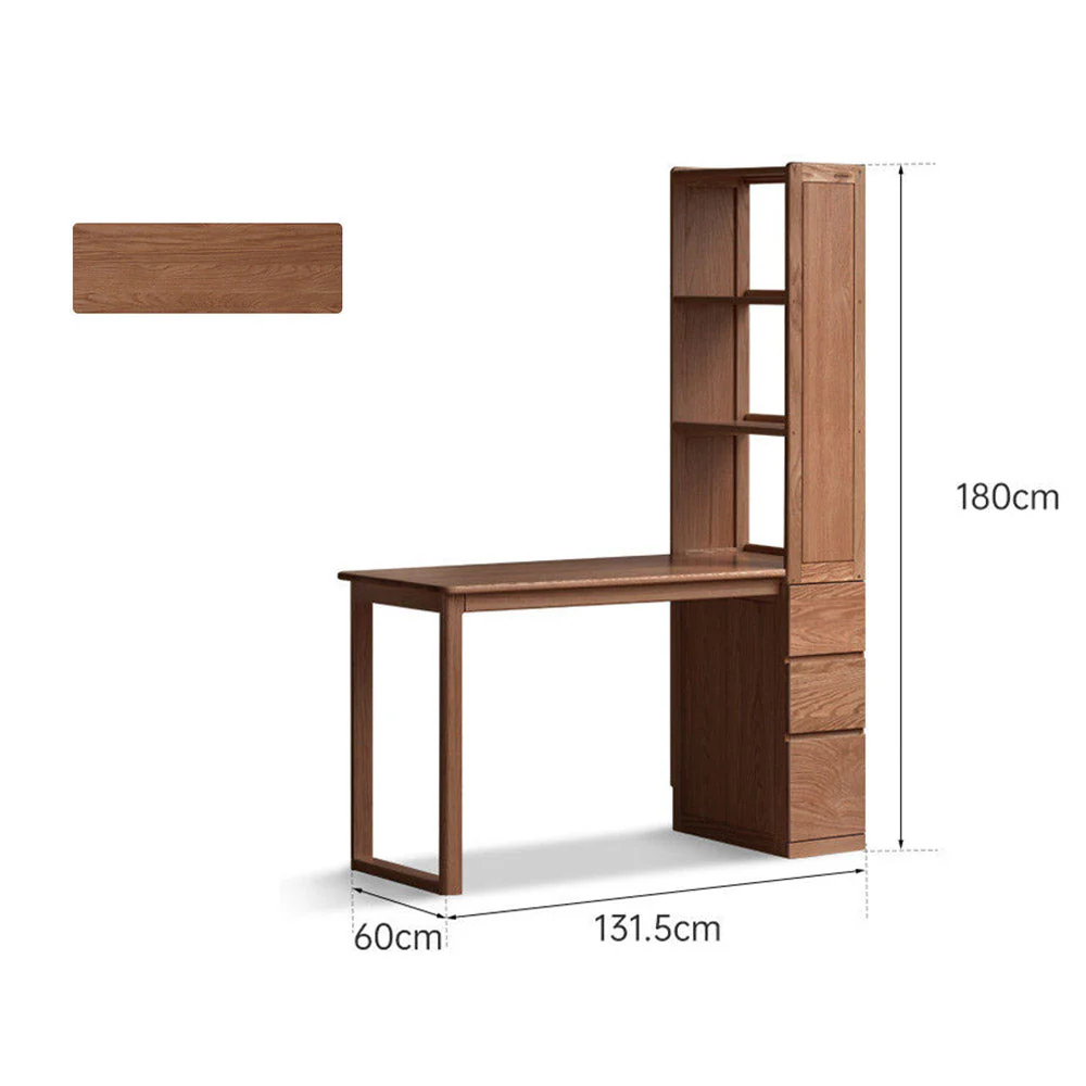 Rocca Natural Solid Oak Desk with Side Shelves - Image 10