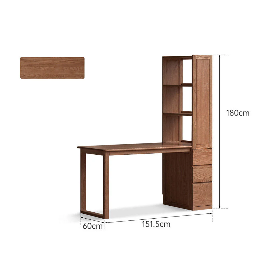 Rocca Natural Solid Oak Desk with Side Shelves - Image 11