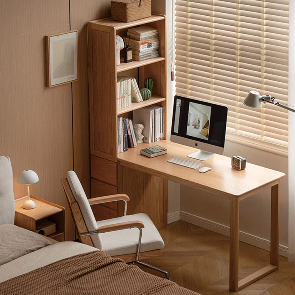 Rocca Natural Solid Oak Desk with Side Shelves - Image 2