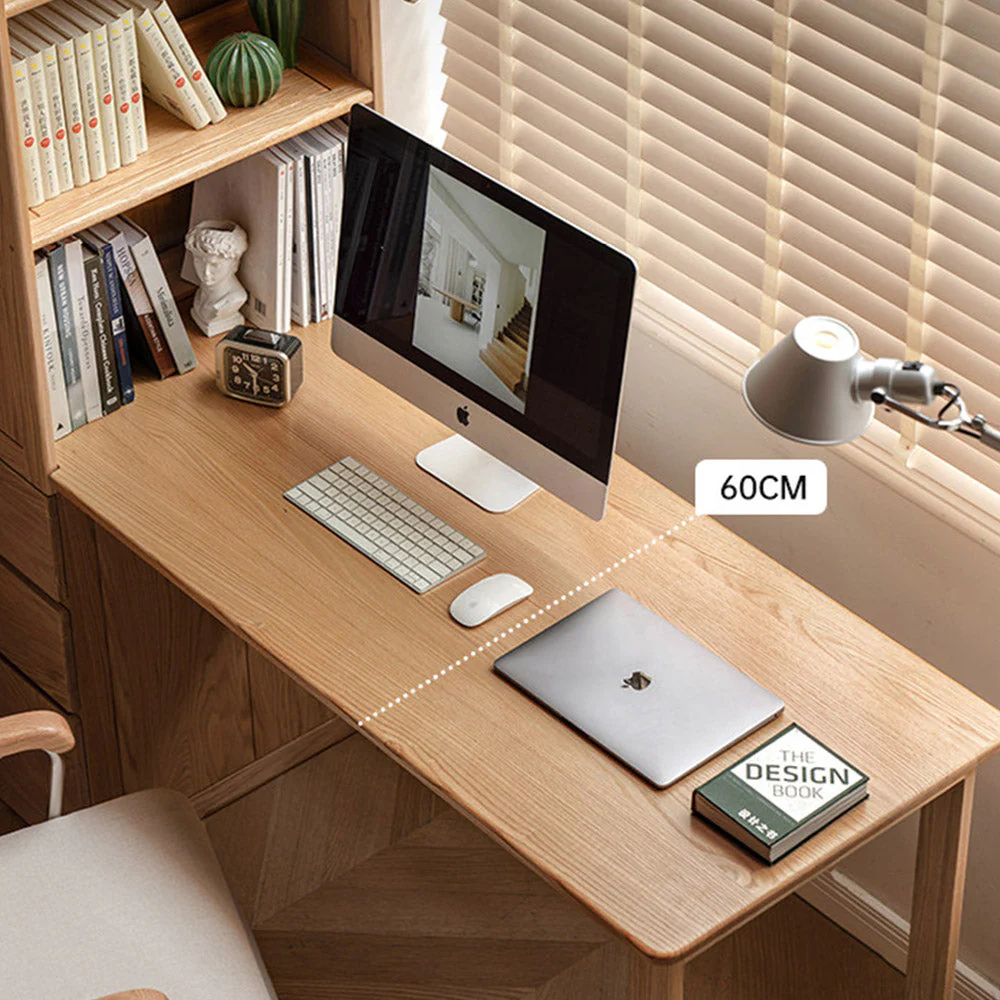 Rocca Natural Solid Oak Desk with Side Shelves - Image 4