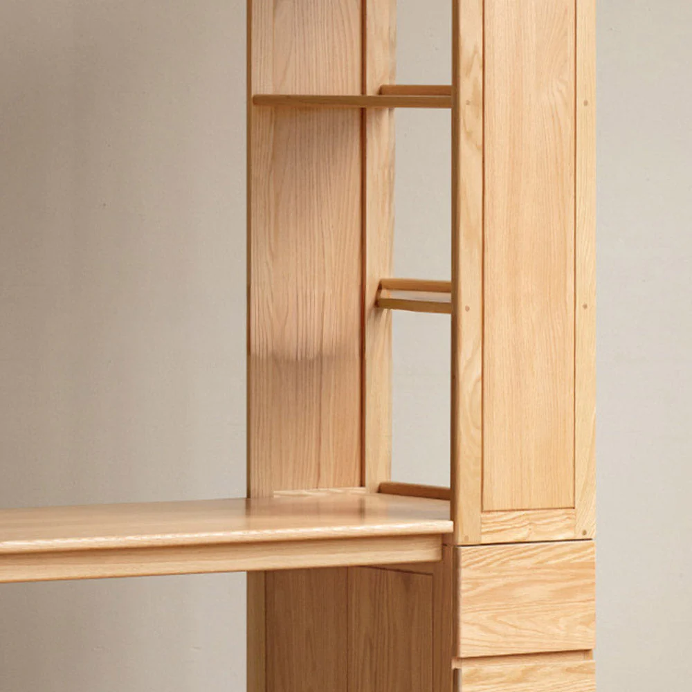 Rocca Natural Solid Oak Desk with Side Shelves - Image 5