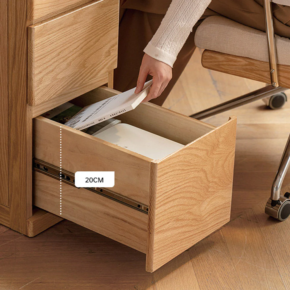 Rocca Natural Solid Oak Desk with Side Shelves - Image 7