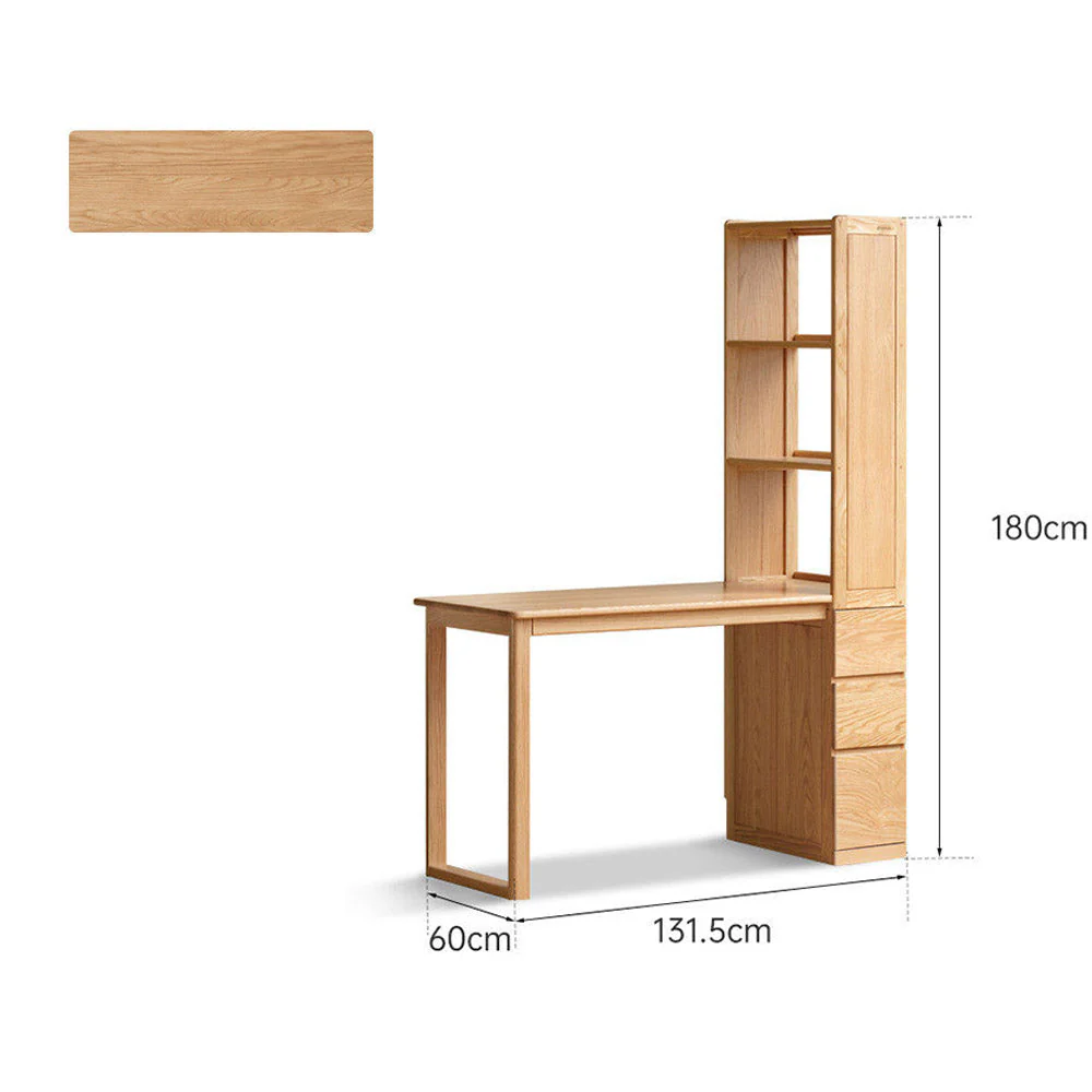 Rocca Natural Solid Oak Desk with Side Shelves - Image 8