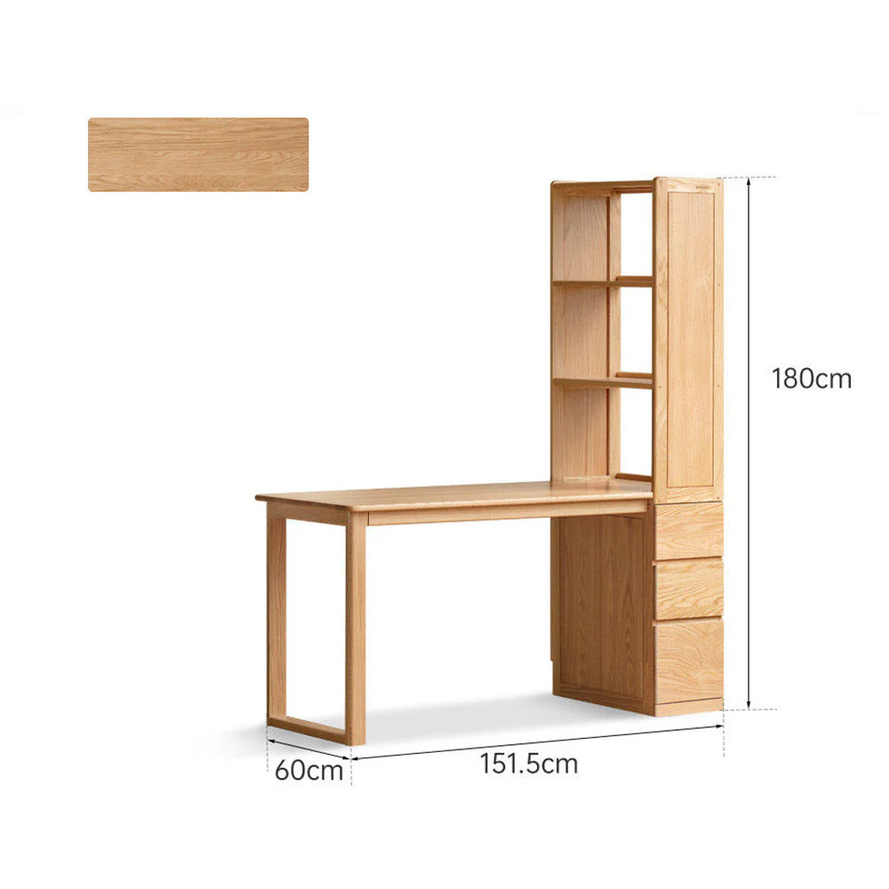 Rocca Natural Solid Oak Desk with Side Shelves - Image 9