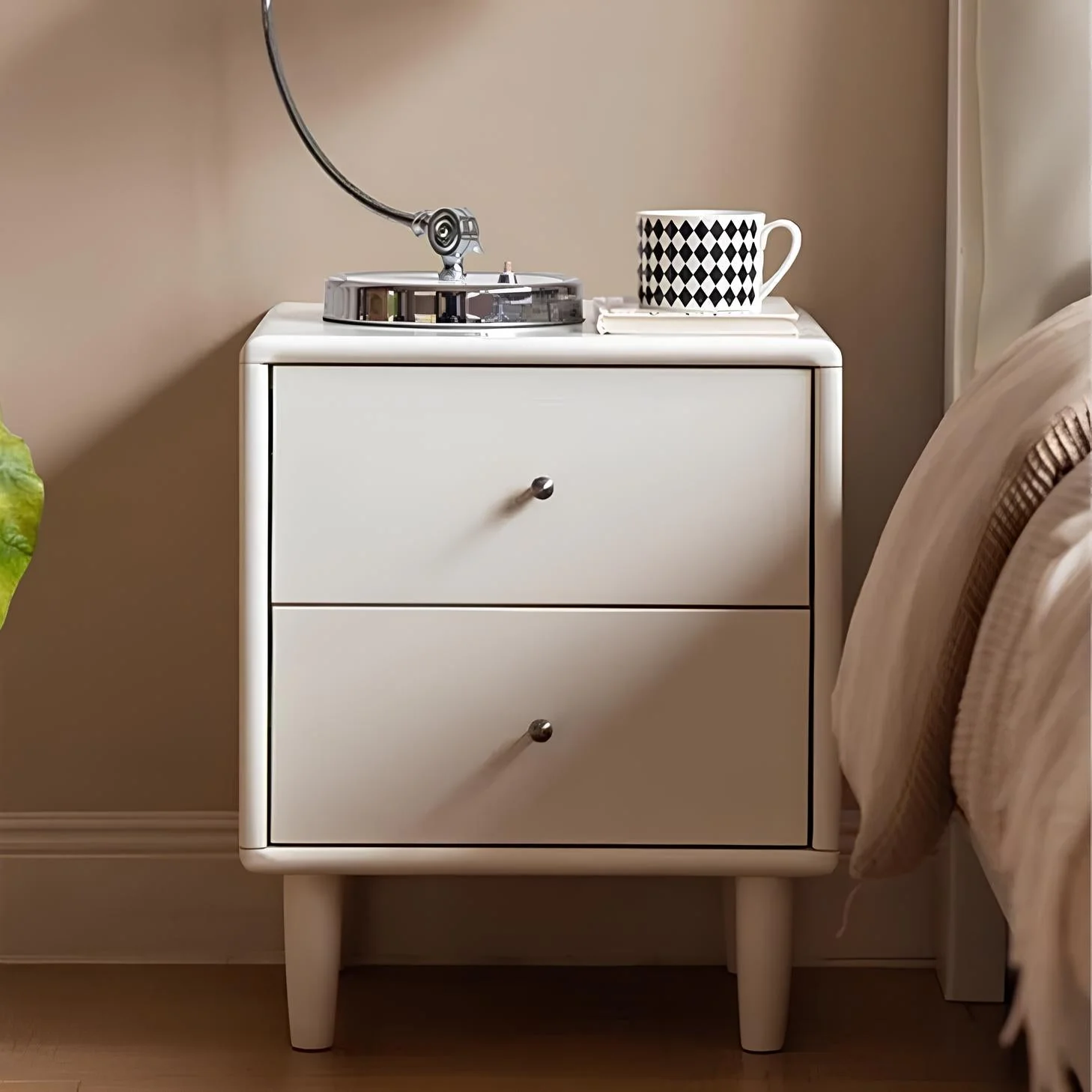 Roding Natural Solid Rubber Wood Bedside Table