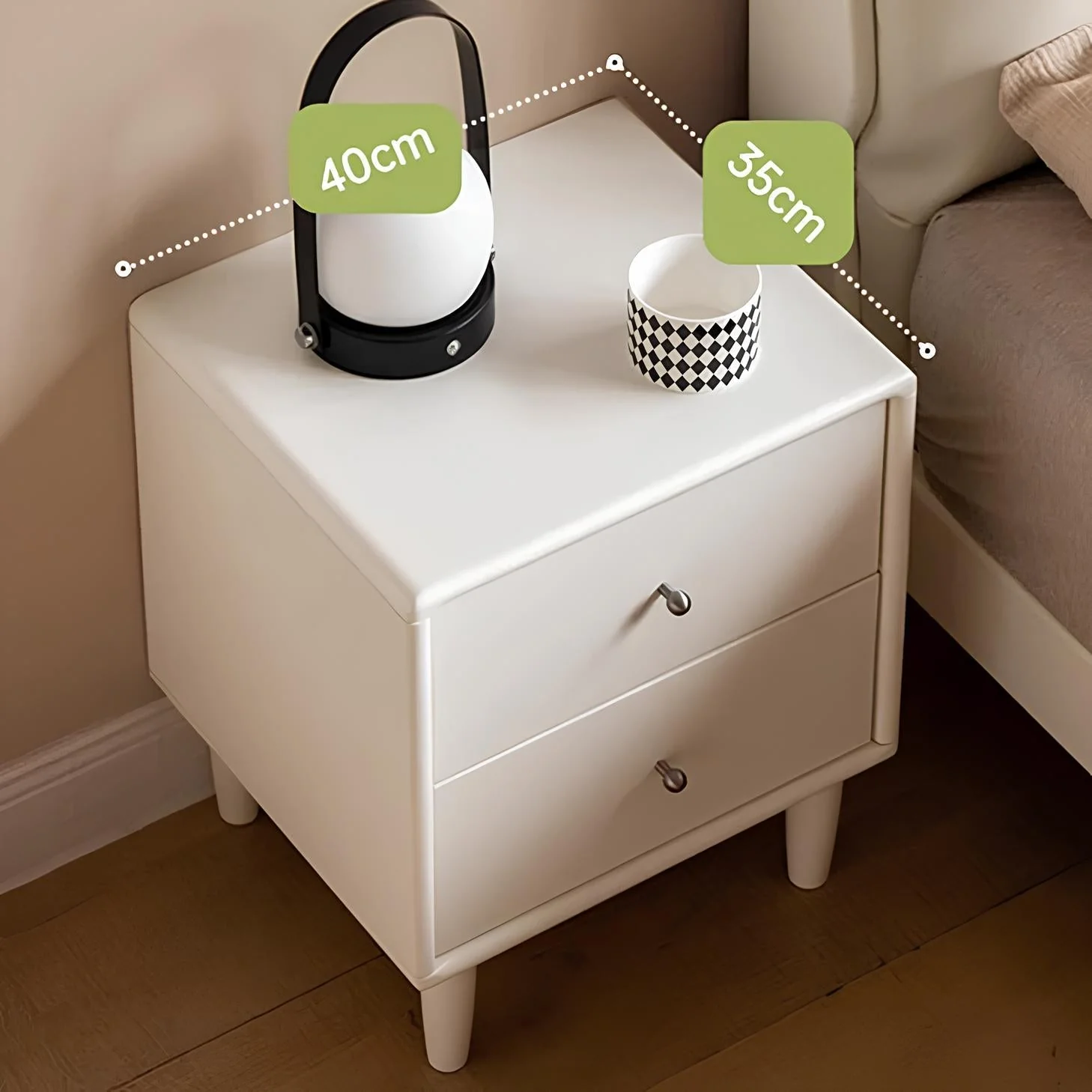 Roding Natural Solid Rubber Wood Bedside Table - Image 2