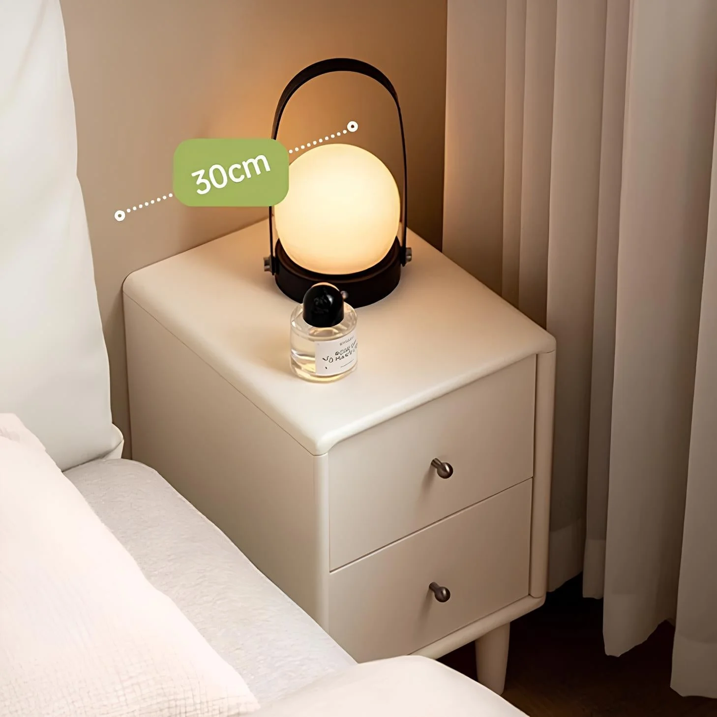 Roding Natural Solid Rubber Wood Bedside Table - Image 3