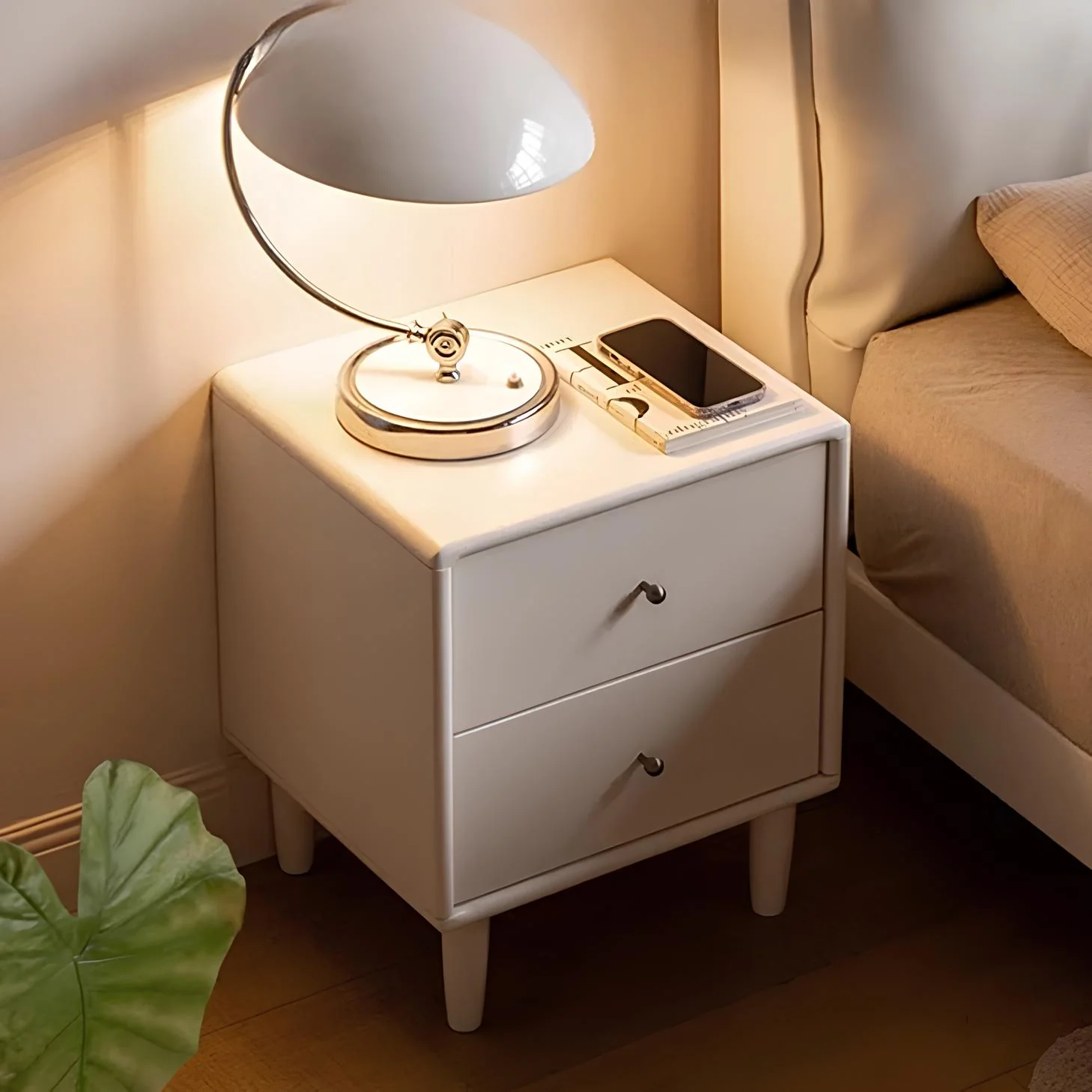 Roding Natural Solid Rubber Wood Bedside Table - Image 4