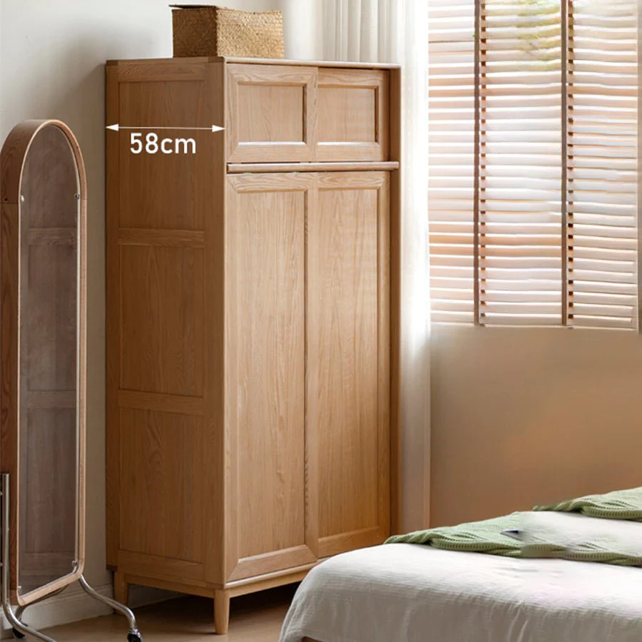Ronda Solid Oak Sliding Door Small Wardrobe with Top Shelf - Image 2