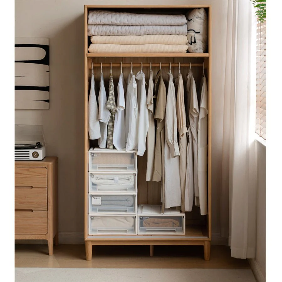 Ronda Solid Oak Sliding Door Small Wardrobe with Top Shelf - Image 3