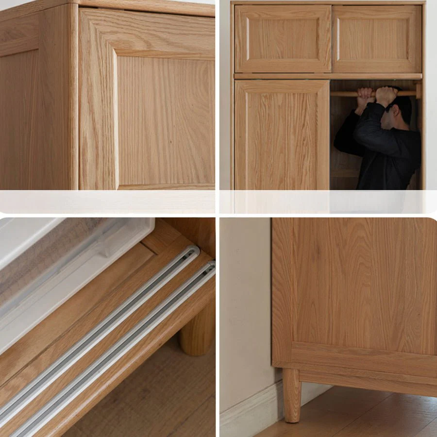 Ronda Solid Oak Sliding Door Small Wardrobe with Top Shelf - Image 4