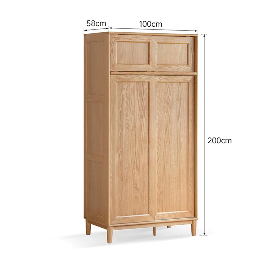 Ronda Solid Oak Sliding Door Small Wardrobe with Top Shelf - Image 5