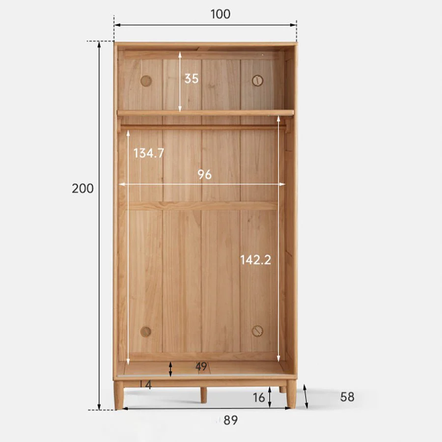 Ronda Solid Oak Sliding Door Small Wardrobe with Top Shelf - Image 6