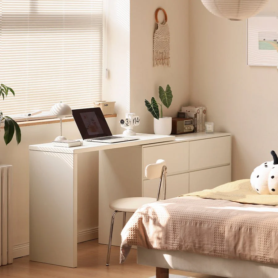 Roseland Cream Solid Rubber Wood Extending Turning Dressing Table with Chest of Drawers - Image 4
