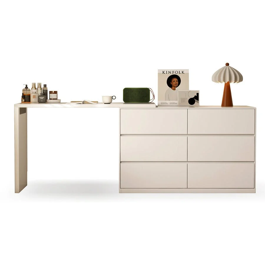Roseland Cream Solid Rubber Wood Extending Turning Dressing Table with Chest of Drawers - Image 9