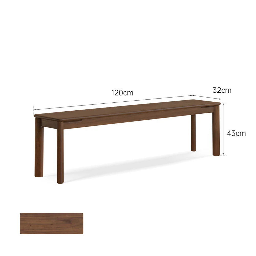 Roselle Natural Solid Walnut Dining Bench - Image 6
