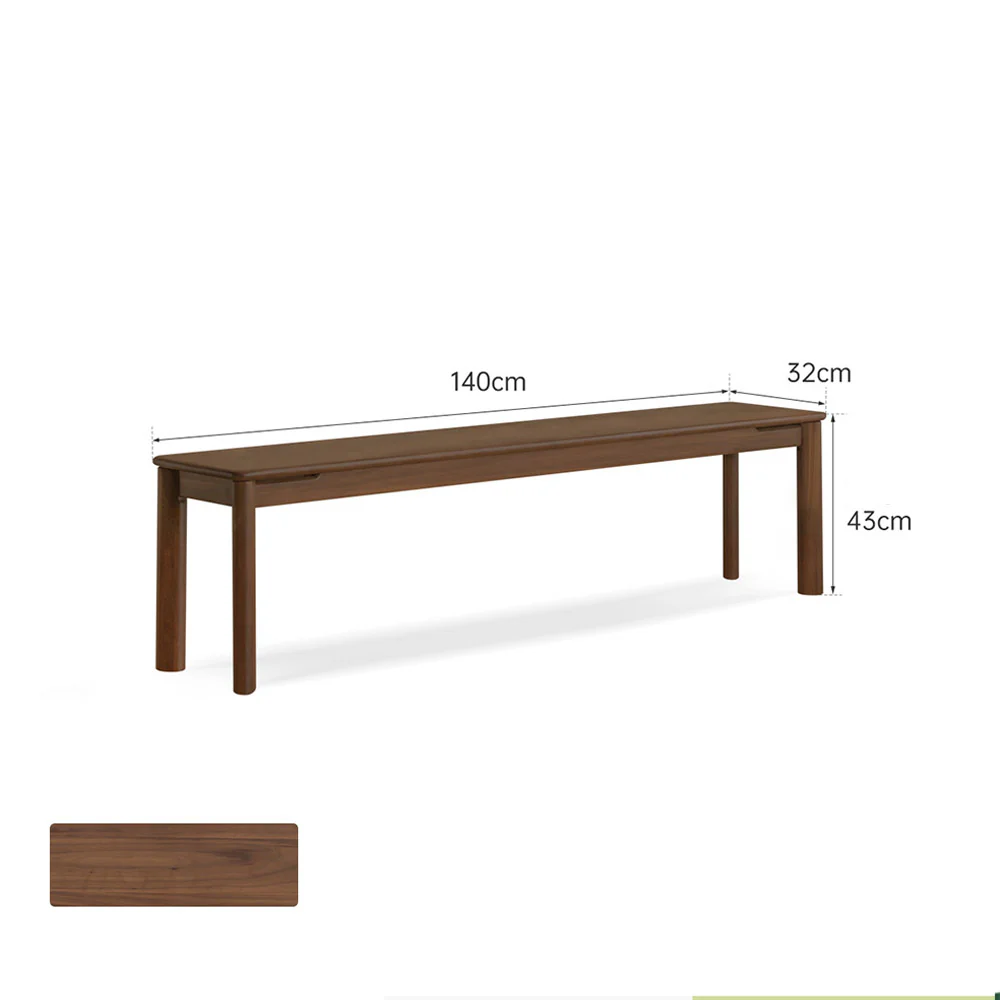 Roselle Natural Solid Walnut Dining Bench - Image 7
