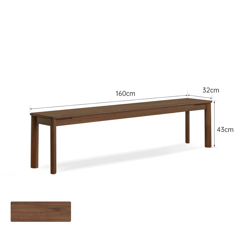 Roselle Natural Solid Walnut Dining Bench - Image 8