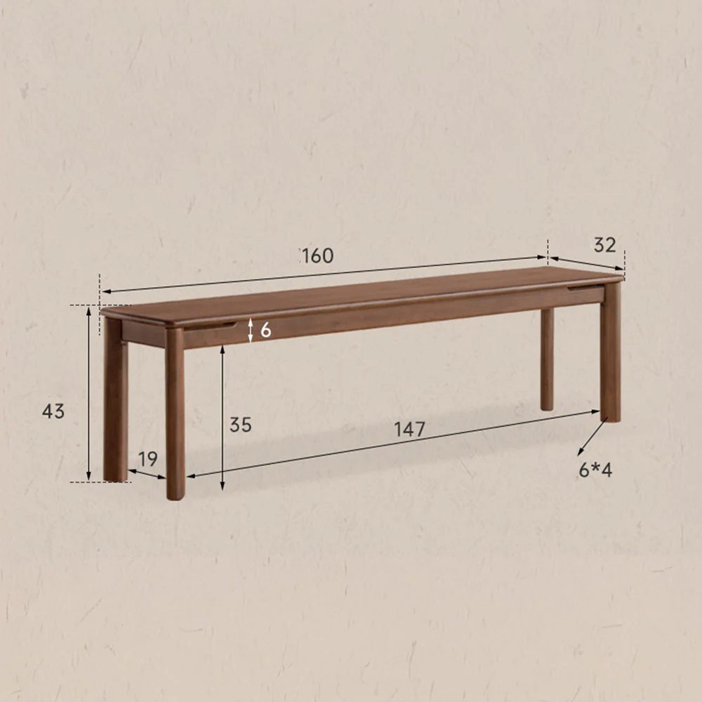 Roselle Natural Solid Walnut Dining Bench - Image 9