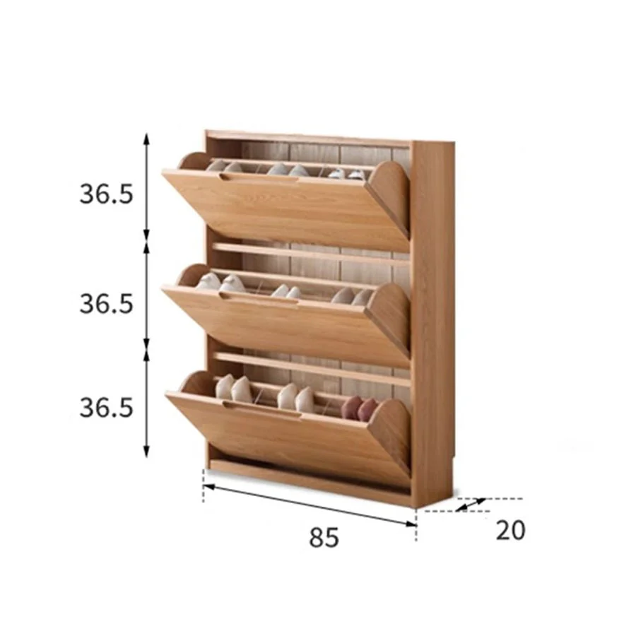 Rostad Natural Solid Oak Flip-top Shoe Cabinet - Image 7