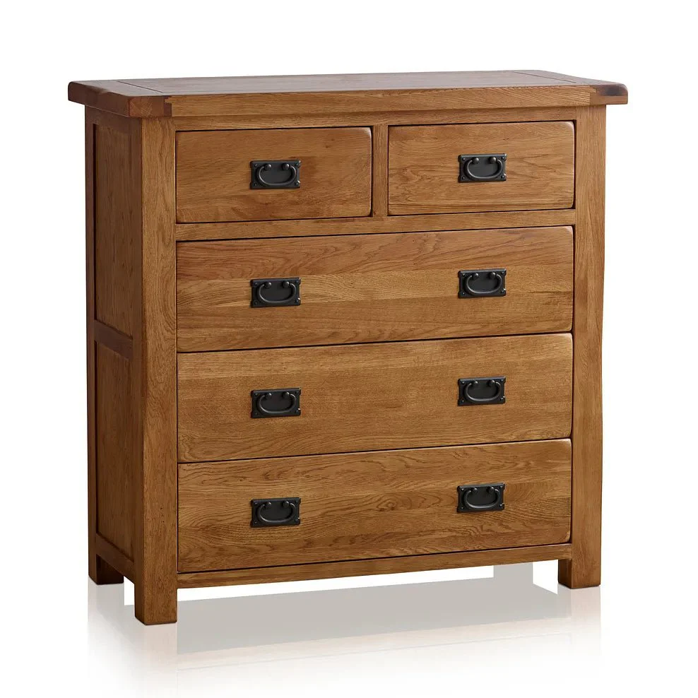 Rustic Country Solid Oak 2+3 Chest of Drawers - Image 3