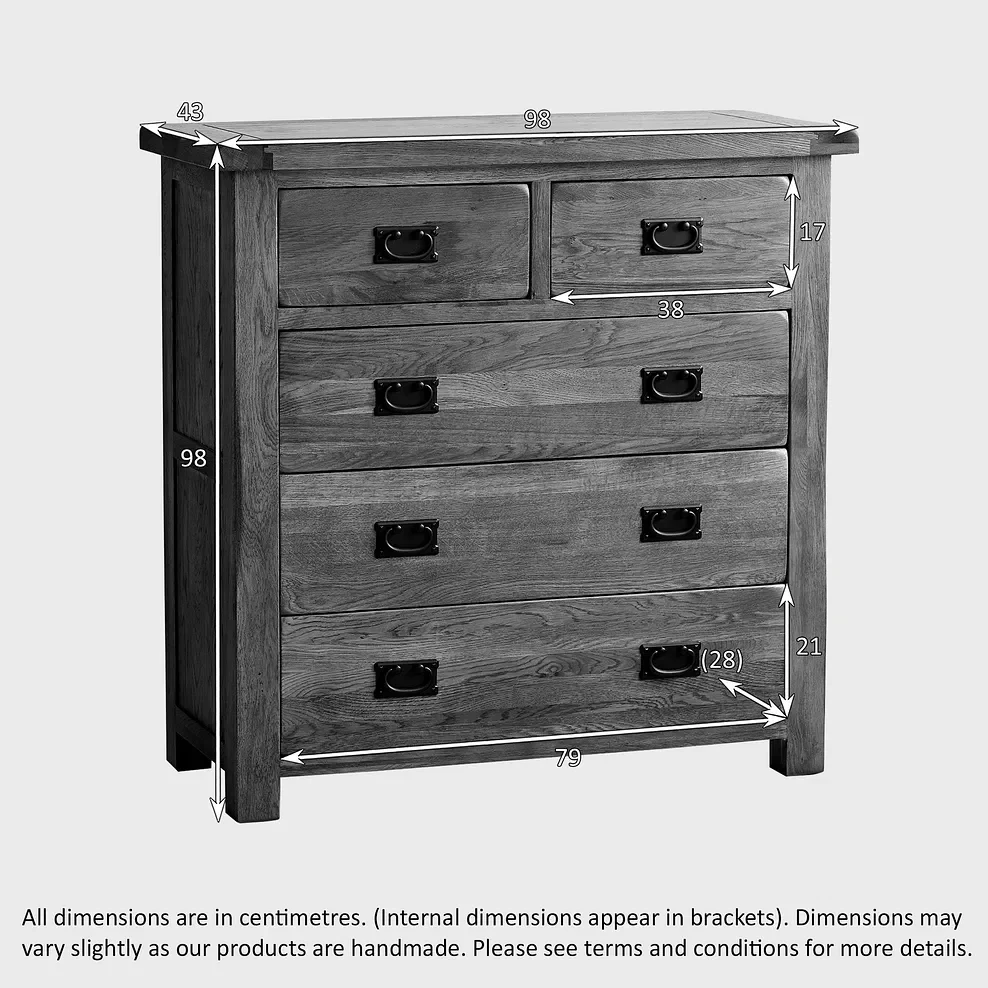 Rustic Country Solid Oak 2+3 Chest of Drawers - Image 5