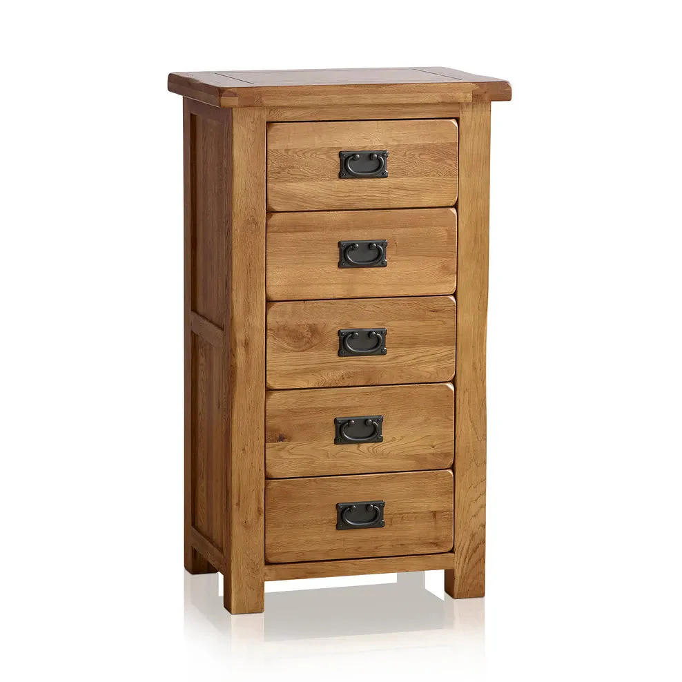 Rustic Country Solid Oak 5 Drawers Tallboy - Image 3