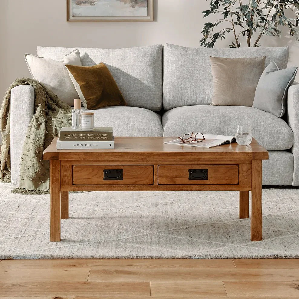 Rustic Country Solid Oak Coffee Table