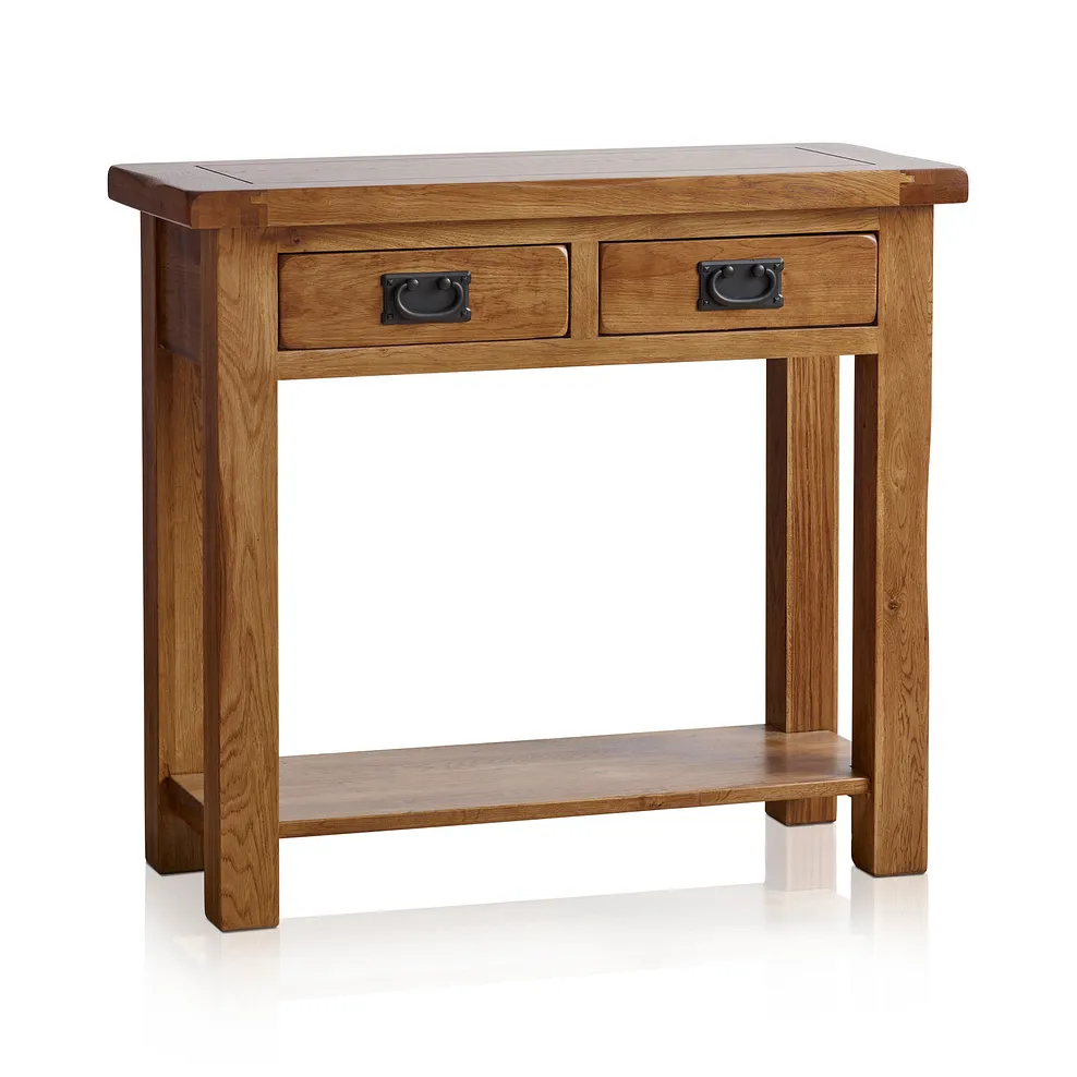 Rustic Country Solid Oak Console Table - Image 3