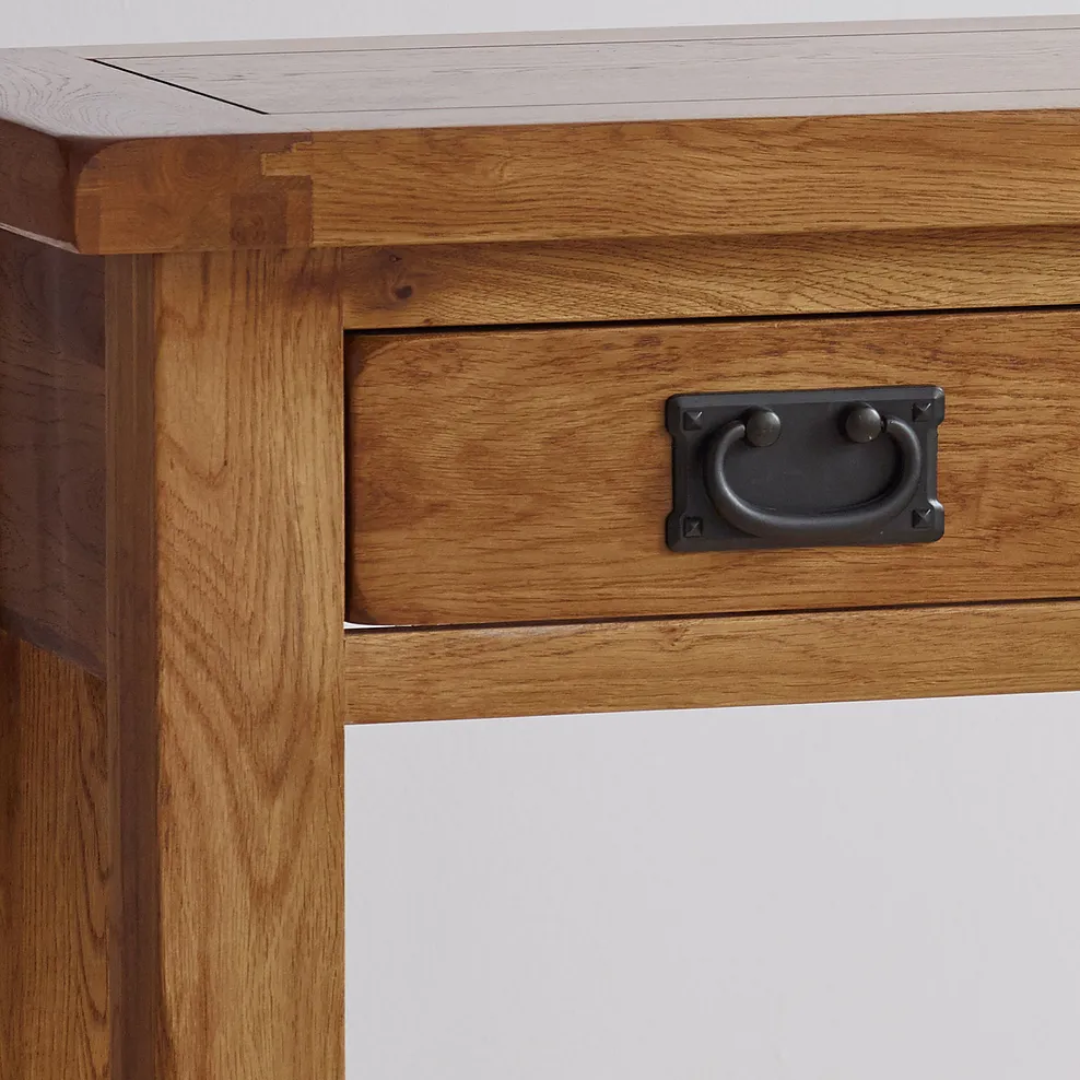 Rustic Country Solid Oak Console Table - Image 4