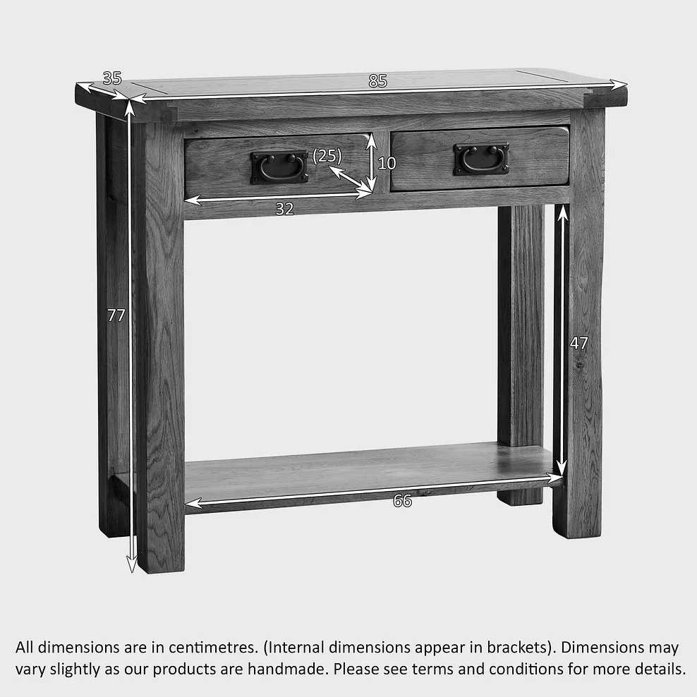 Rustic Country Solid Oak Console Table - Image 6