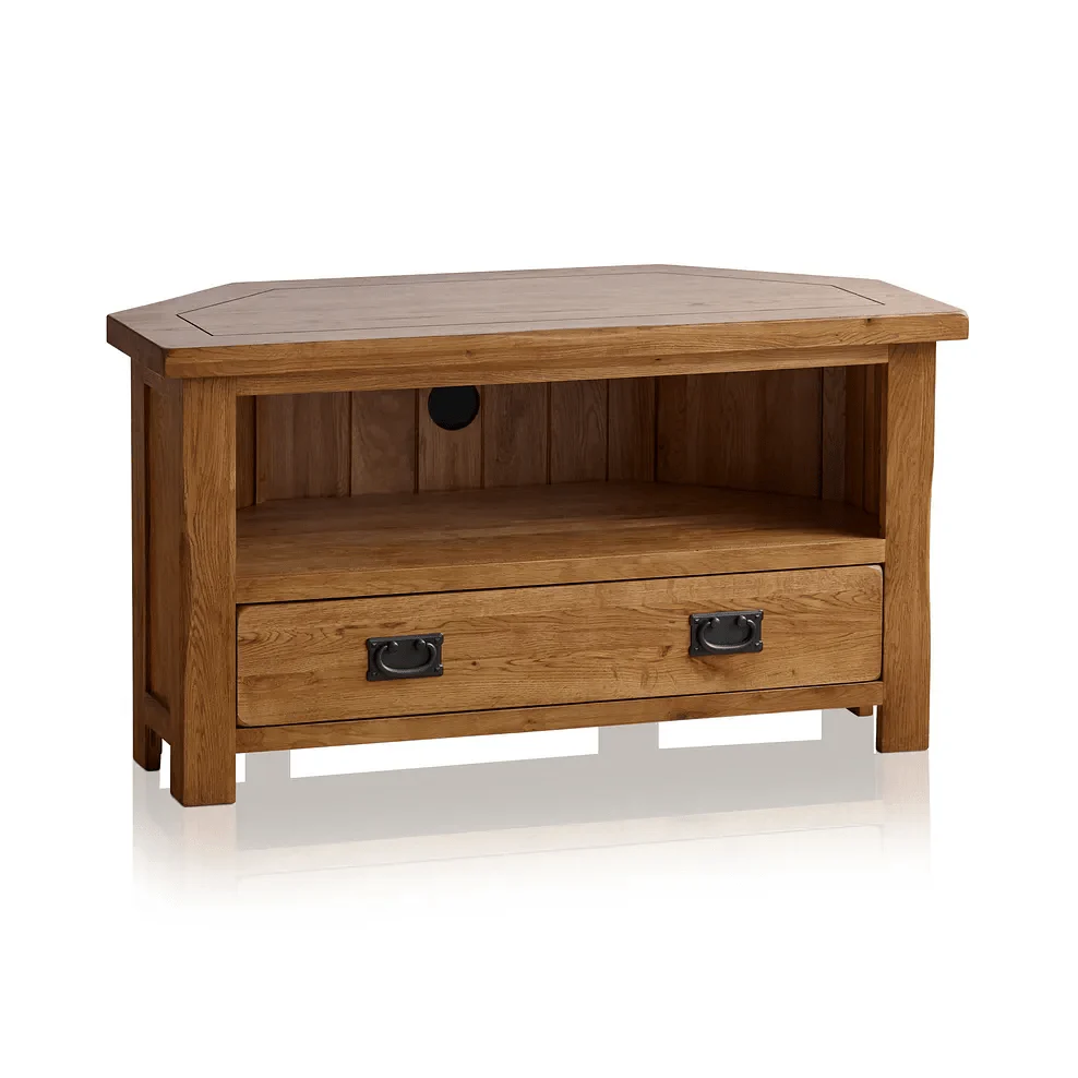 Rustic Country Solid Oak Corner TV Cabinet - Image 2